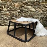 Rattan and cane ottoman or coffee table