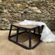 Pouf ou table basse d'appoint en rotin et cannage
