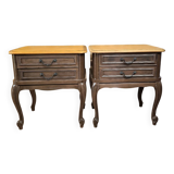 Pair of renovated solid wood bedside tables