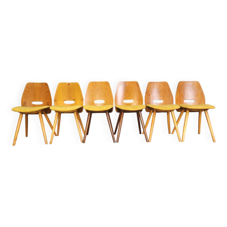 Ensemble de 6 chaises Lollipops, design Jiràk, Tchécoslovaquie 1960