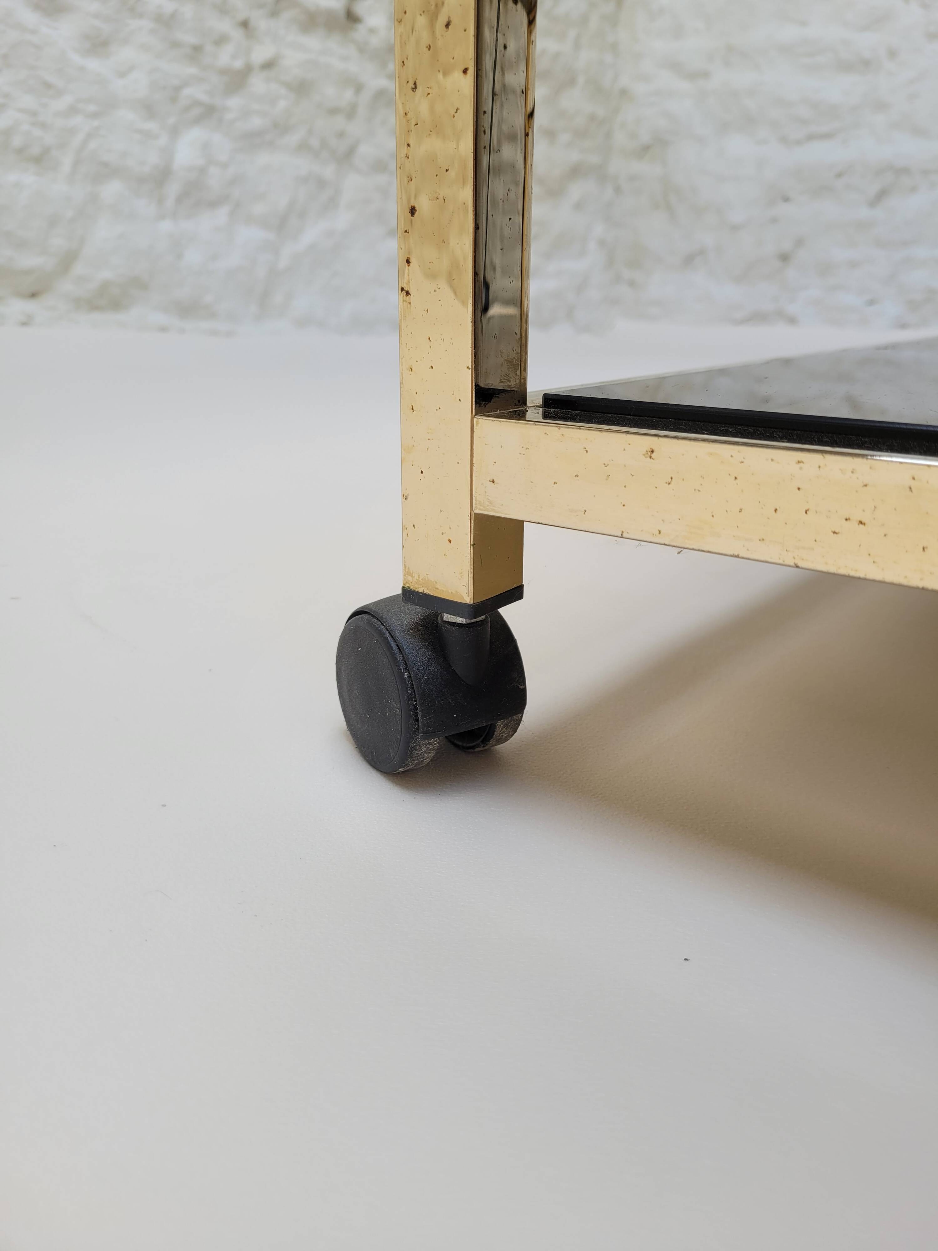 70s glass and gold metal TV stand coffee table