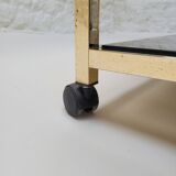 70s glass and gold metal TV stand coffee table