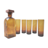 Carafe and 5 amber glasses