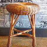 Round wicker stool 1960