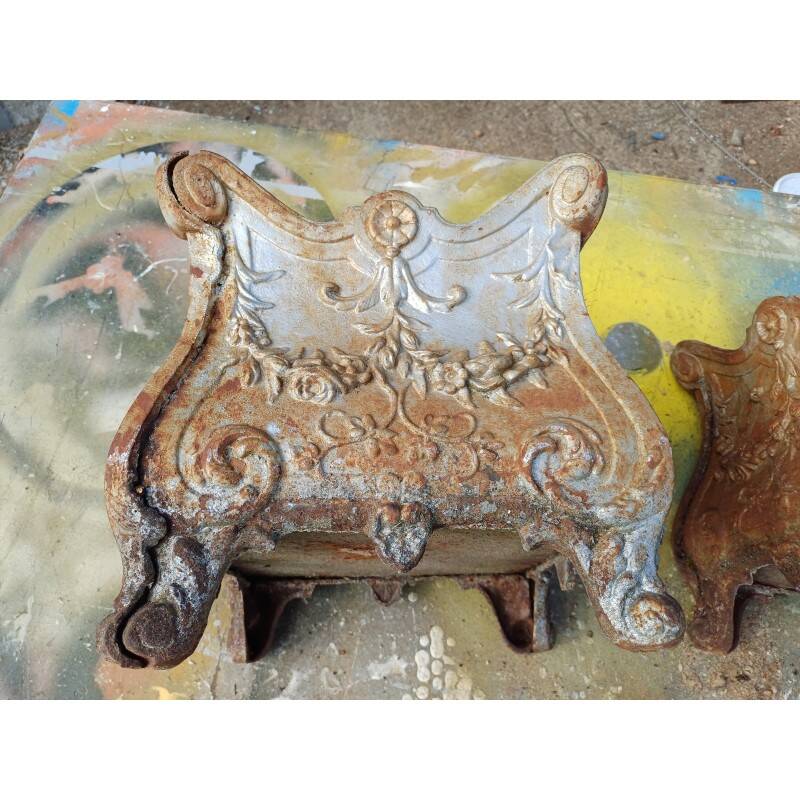 Pair of enamelled cast iron planters from 1900 from Charleville-Mézières