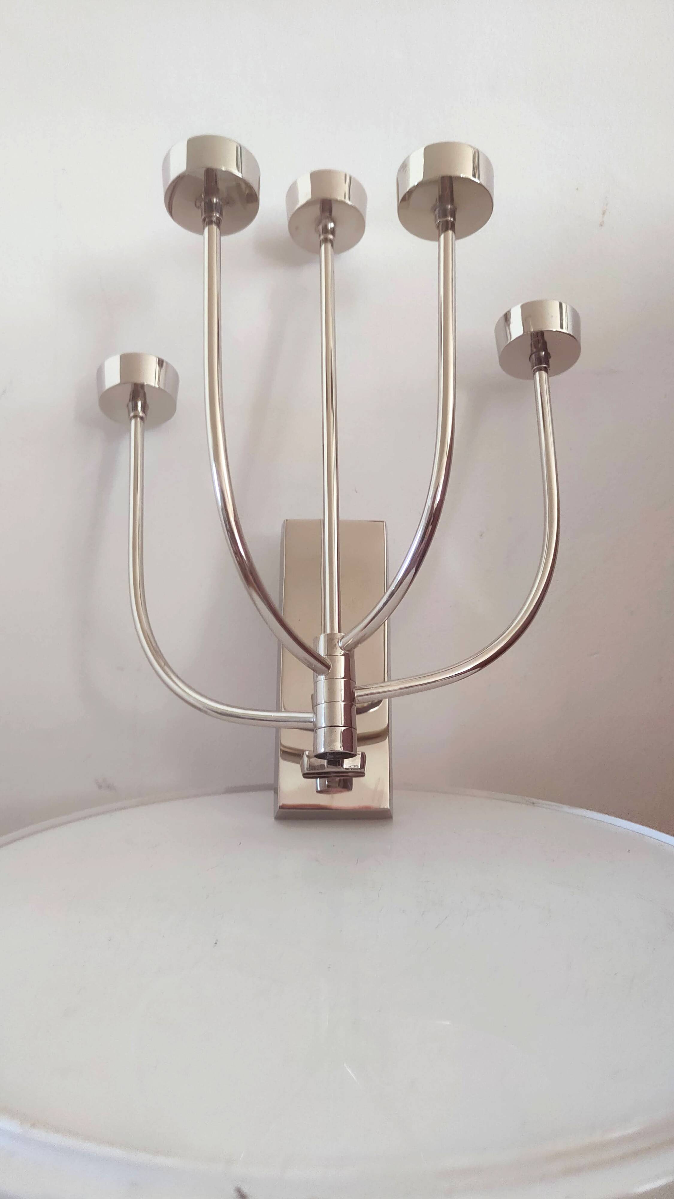 5-branched vintage candle holder wall light, Klein model for Habitat