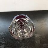 Designer transparent & red glass vase made in France vintage