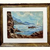 Old painting, circa 1940, attributed to the Ligurian painter Carlo Garino (1864-1944)