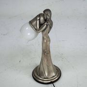 Silver Vermeil Figural Table Lamp with Opaline Glass. Italy 1960s