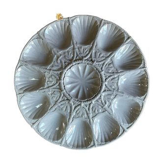 Digoin Sarreguemines France oyster dish in gray slip