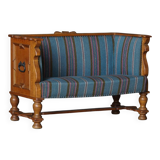 Oak canapé adorned with original upholstery, Nordic classicism, Sweden, 1930s.
