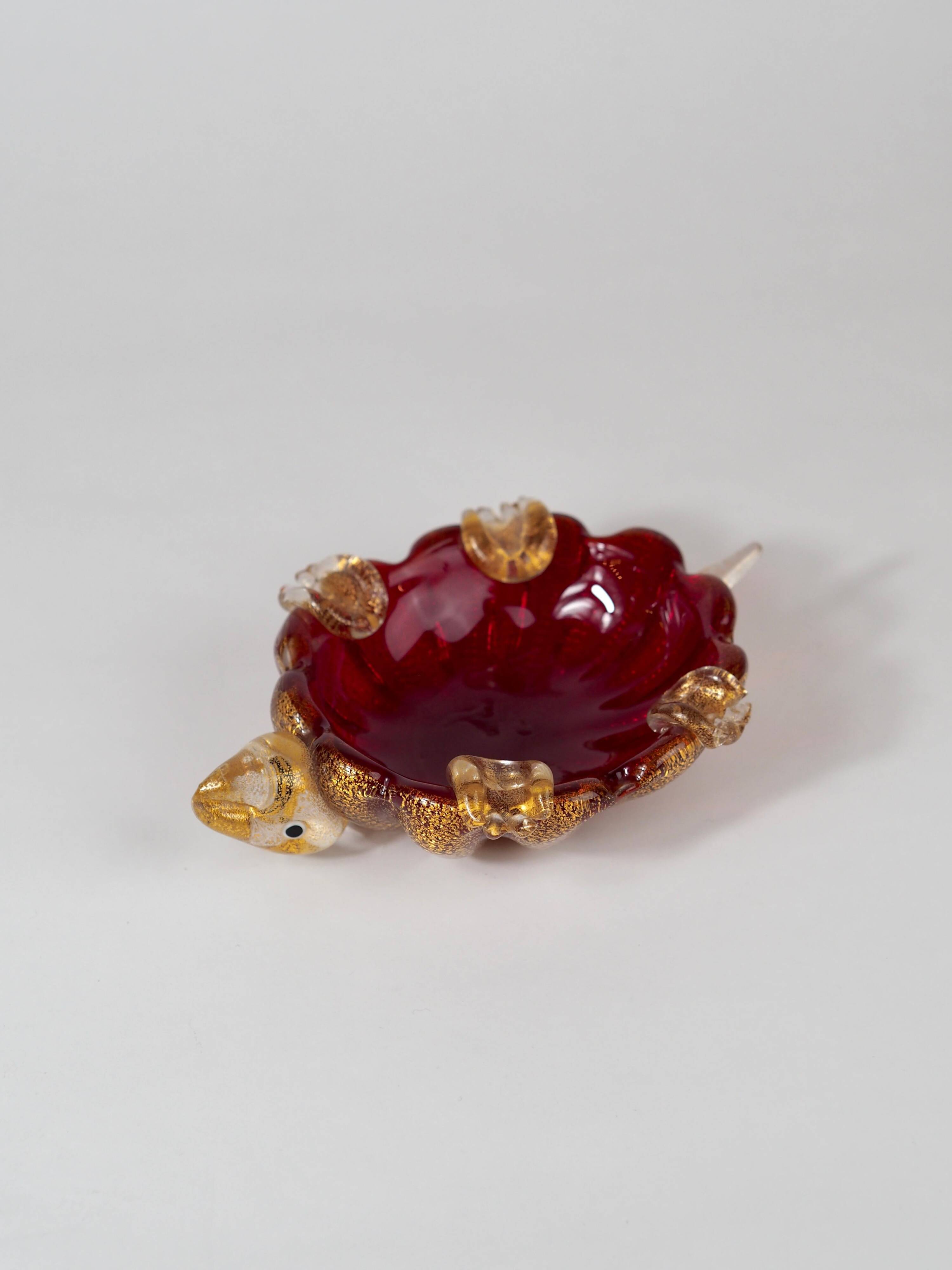 Sculpture de tortue et cendrier en verre de Murano du milieu du siècle par Barovier&Toso