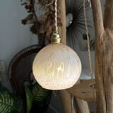 Vintage portable lamp with customizable pink Clichy glass globes