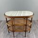 Table desserte de style Louis XVI en bois sculpté, marbre et cannage, XIXe Siècle