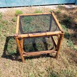 Rattan coffee table and smoked glass