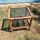 Table basse rotin et verre fumée