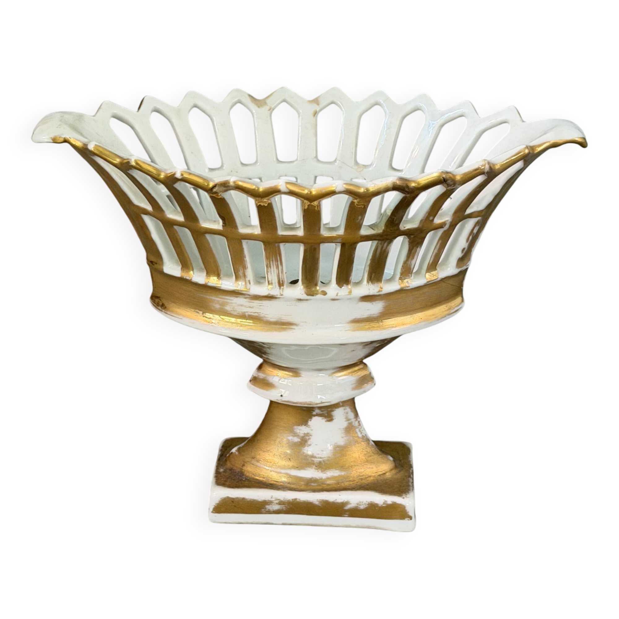 Empire basket in gilded porcelain – France, 19th century