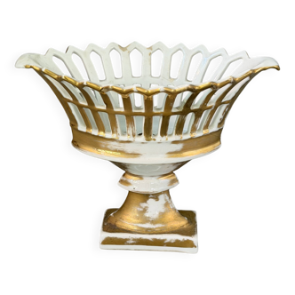 Empire basket in gilded porcelain – France, 19th century