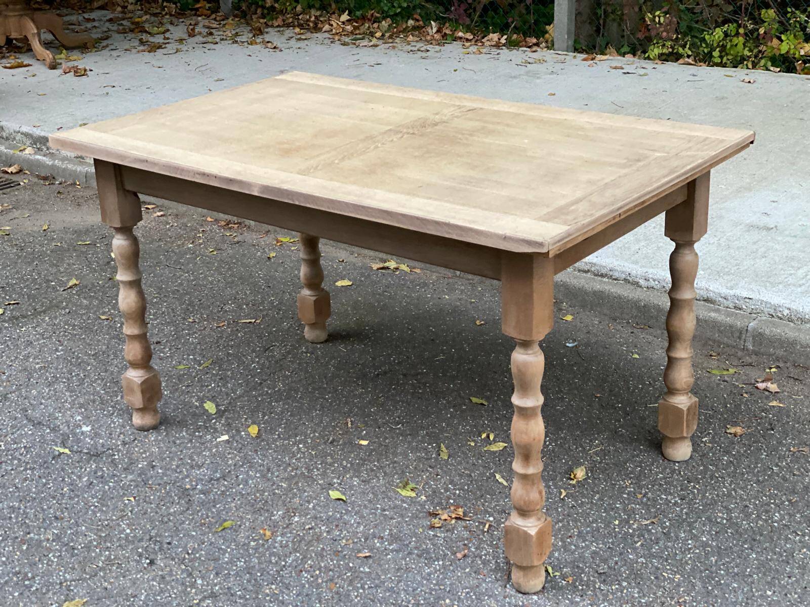 20th century extendable farmhouse dining table renovated in raw wood 225cm