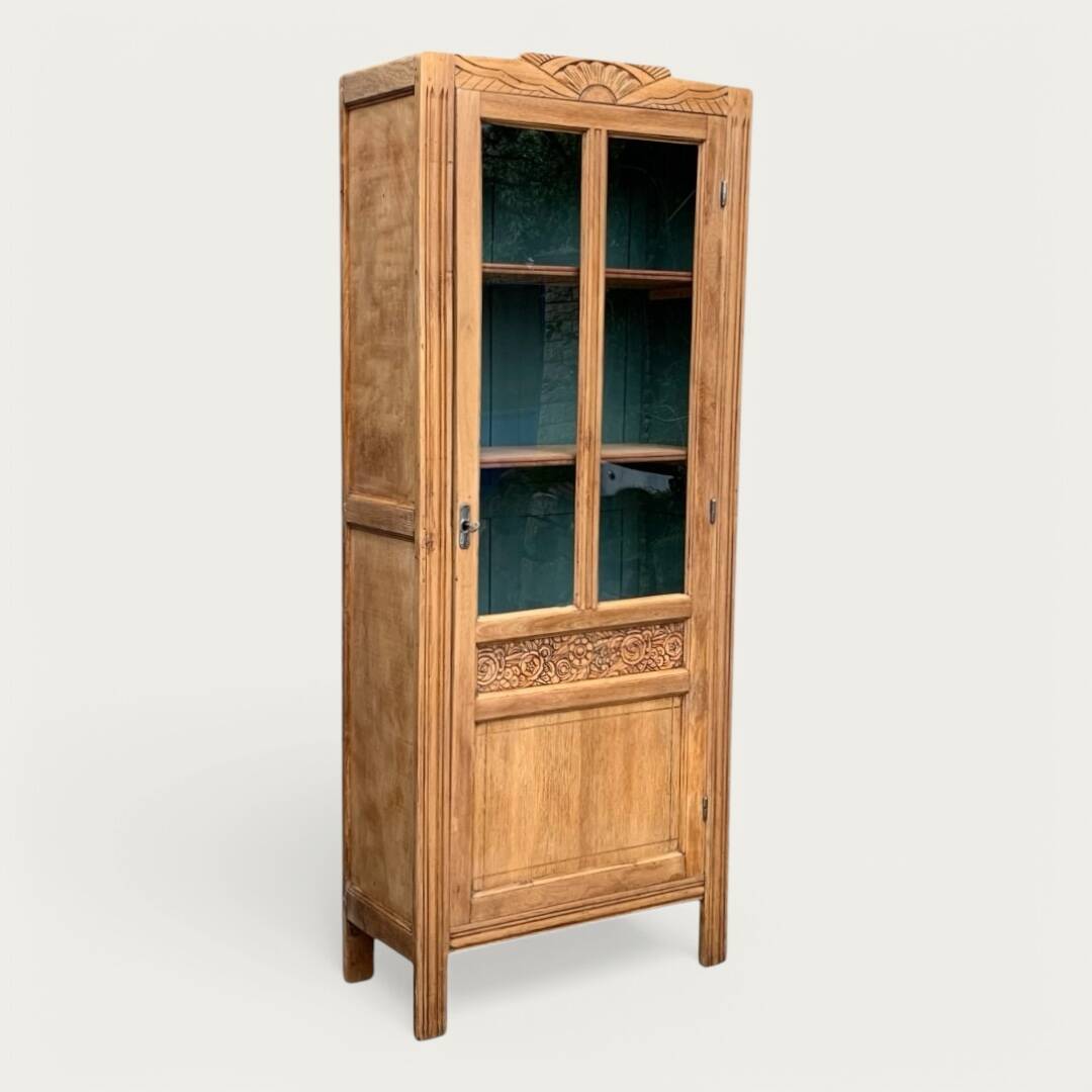 Parisian glass cabinet art deco raw wood