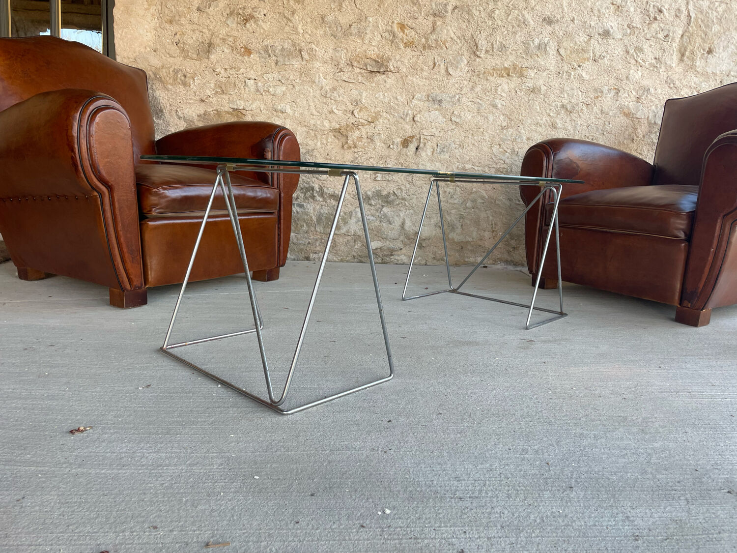 Table basse verre et acier