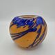 La rochère – vase boule en verre orange et bleu, vers 1970 – h. 13 cm