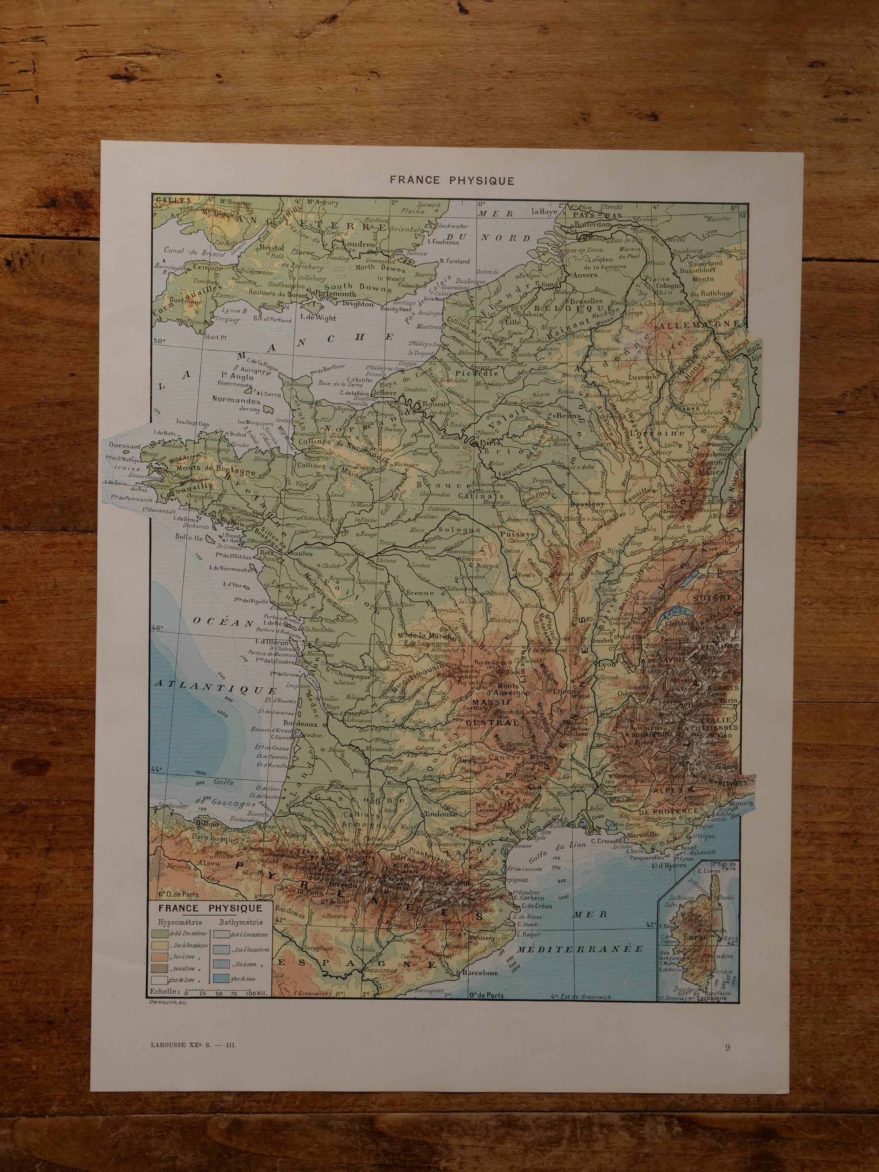 Original lithograph on France (physics + agricultural and forestry)