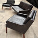 Canapé et 2 fauteuils scandinaves en cuir