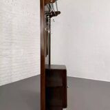 Art deco cloakroom coat rack in wood, mirror and chrome metal