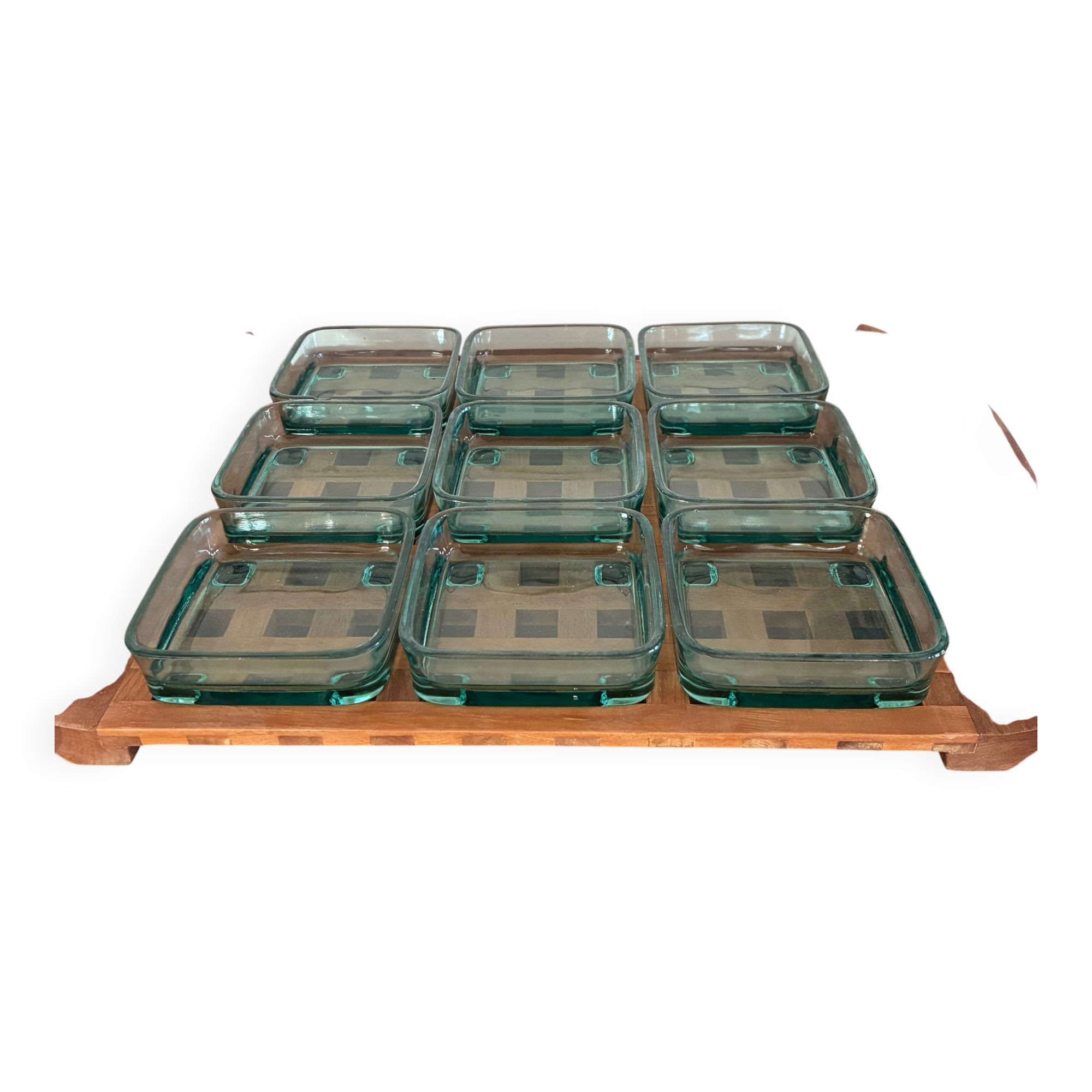 Teak tray with glass bowl by Jens Quistgaard, for IHQ Dansk Design