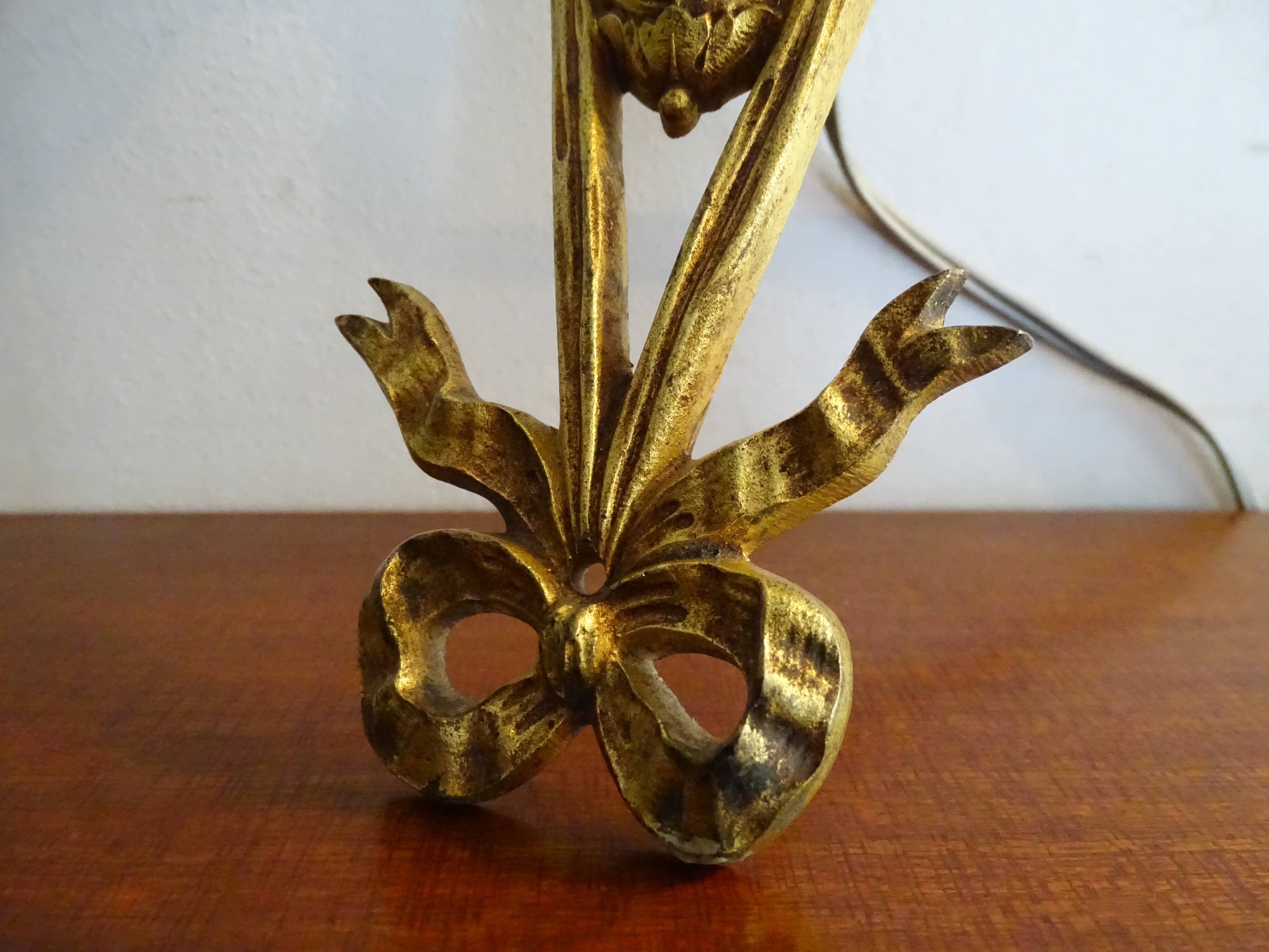 Applique bronze et tulipe fleur ancienne Art déco