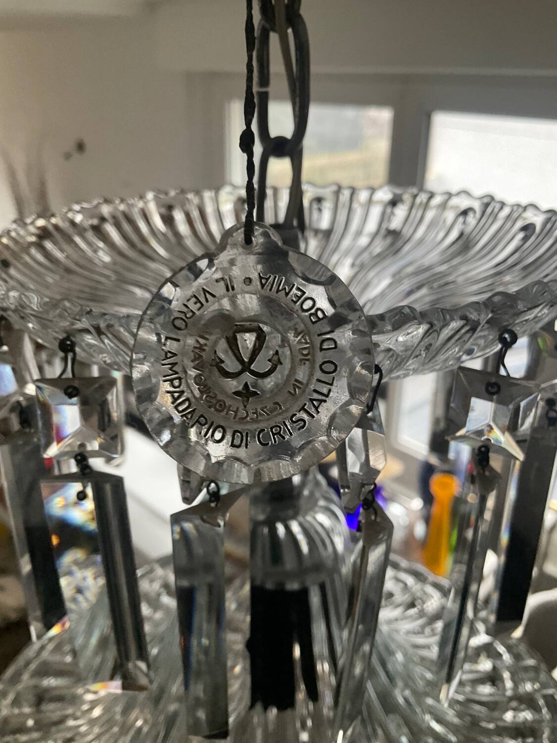 Bohemian crystal basket chandelier