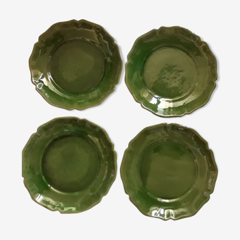 Set of 8 green enamelled Earth plates BIOT