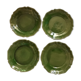 Set de 8 assiettes vertes terre émaillée Biot