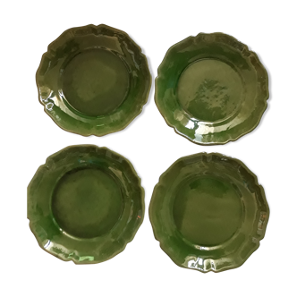 Set of 8 green enamelled Earth plates BIOT
