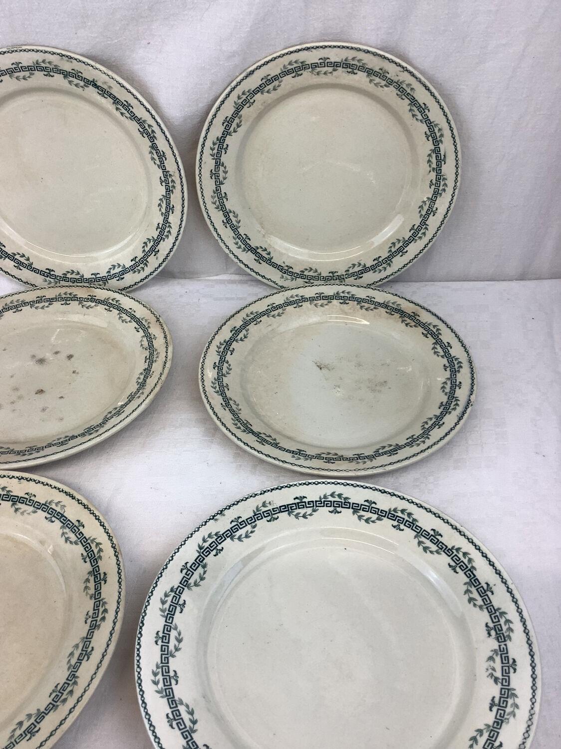 6 old flat iron earth plates