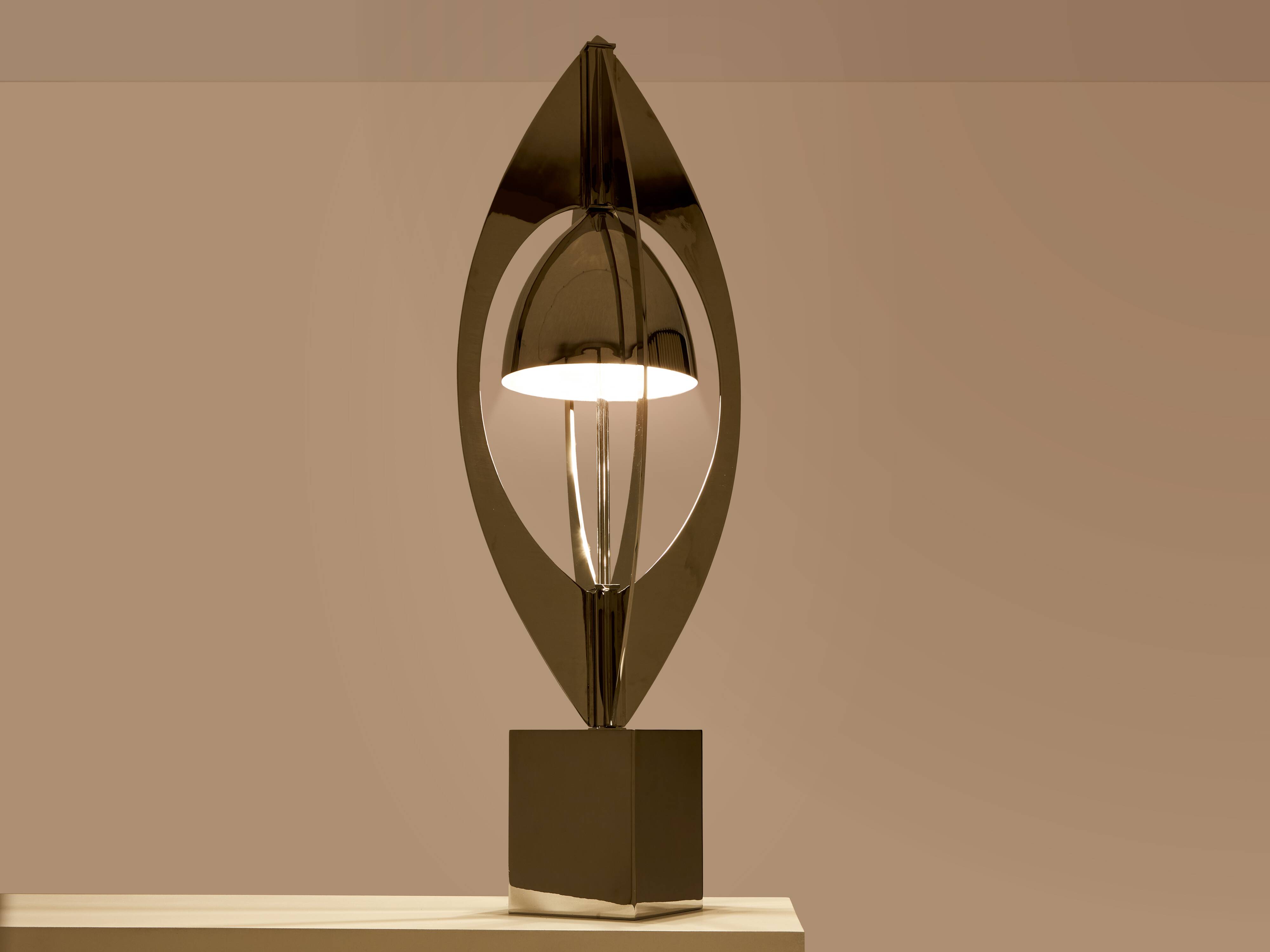 Jacques Charles Ogive Lamp for Maison Charles nickel-plated metal 1965