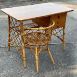 Rattan desk and chair 1960