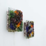 Pair of faceted glass brutalist sconces