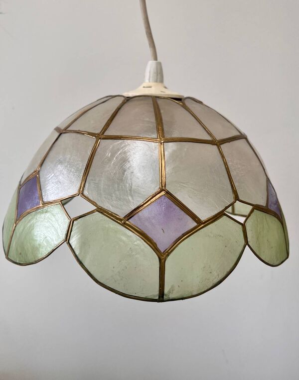 Suspension en nacre « Arlequin » vert