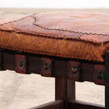 Brazilian Brutalist footstools with patchwork leather, 1960