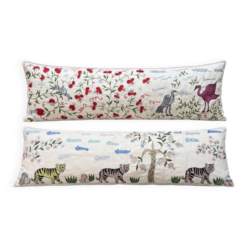Lot de 2 housses de coussin décoratives brodées