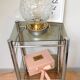 Two-tray console in smoked glass and chrome metal / vintage 70s-80s