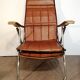 Fauteuil inclinable et pliant en skaï marron Maule Marga fabriqué en Italie vintage 1970