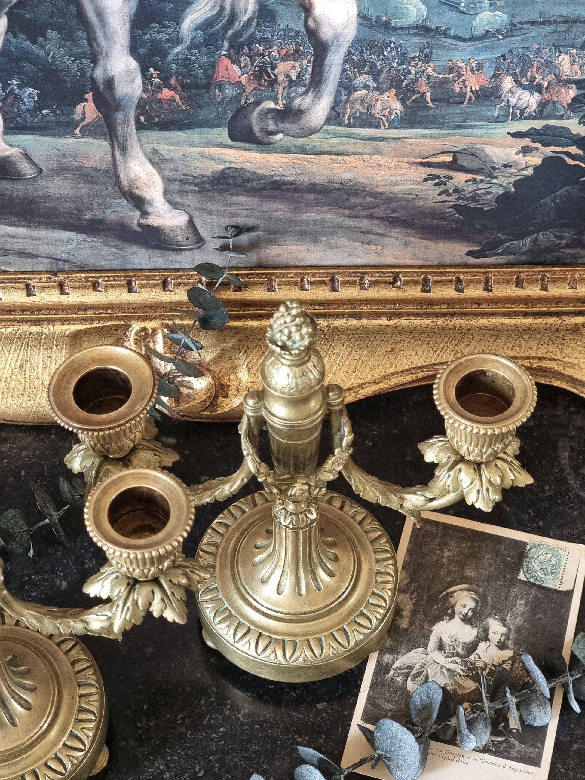 Pair of bronze candlesticks