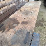 Old oak and beech workbench with its press