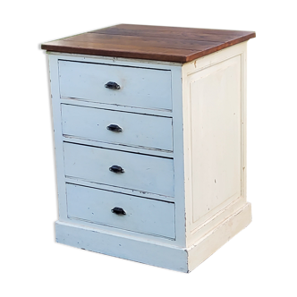 Craft furniture in oak and white patina wood 4 drawers