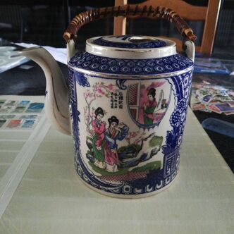 Blue and gold ceramic teapot from Japan