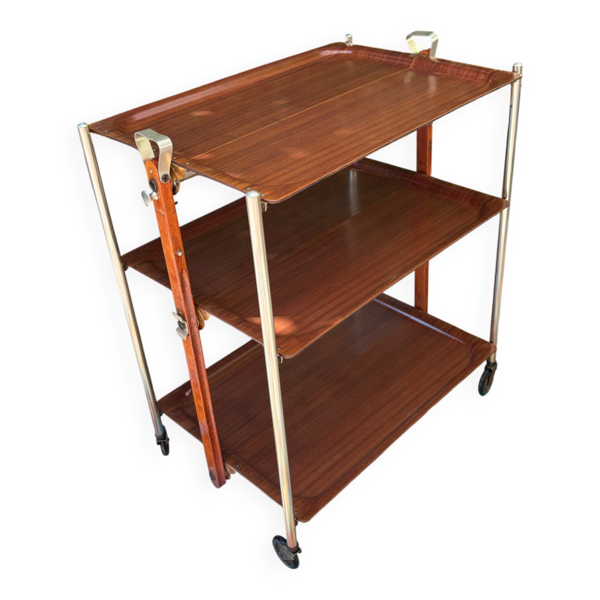 Folding serving table Textable on wheels platex