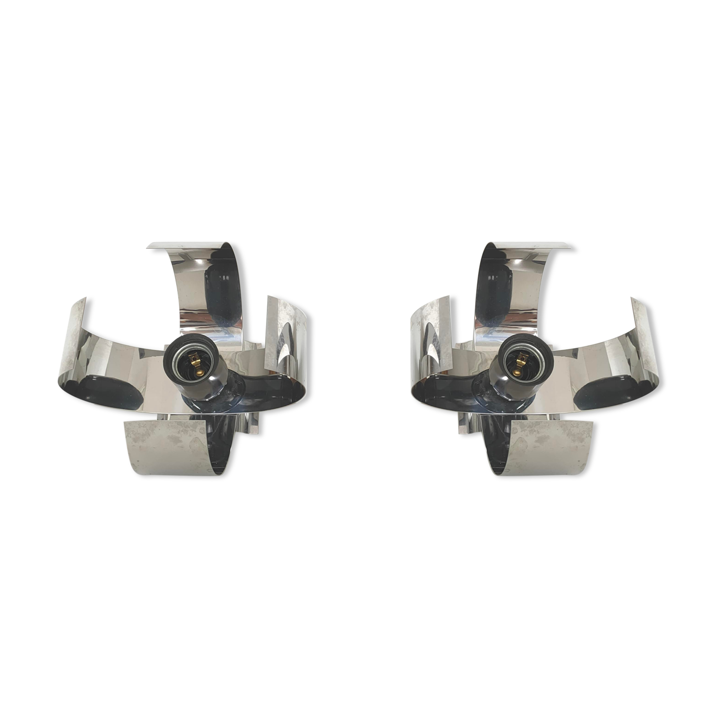 Pair Seventies wall lamp space age